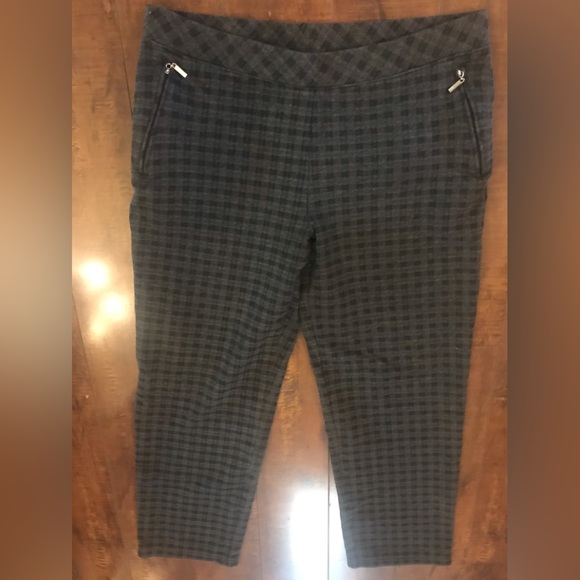 Contemporaine Plaid Checkered Flexible Elastic Waistband Pants size 10 - Picture 2 of 8